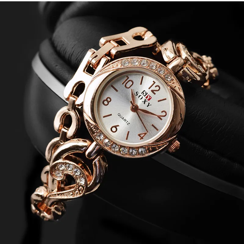 

Top Brand Luxury Rhinestone Bracelet Ladies Watch Women Watches Rose Gold Women's Watches Clock zegarek damski reloj mujer