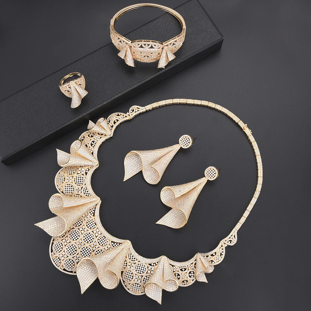Luxury Indian bridal jewelry sets Cubic Zirconia dubai jewelry sets for women Necklace Earrings fashion jewelry Ring Bracelet
Luxury Indian bridal jewelry sets Cubic Zirconia dubai jewelry sets for women Necklace Earrings fashion jewelry Ring Bracelet