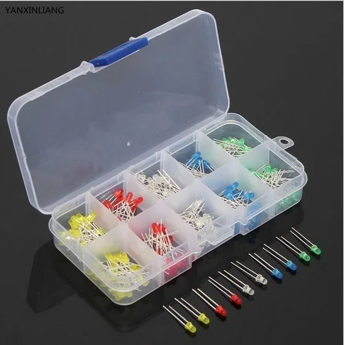 

Ied Diode light-emitting Diodes Universal 200pcs/box 3mm LED Light Assorted Kit Red Green Blue Yellow White DIY LEDs Diode Set