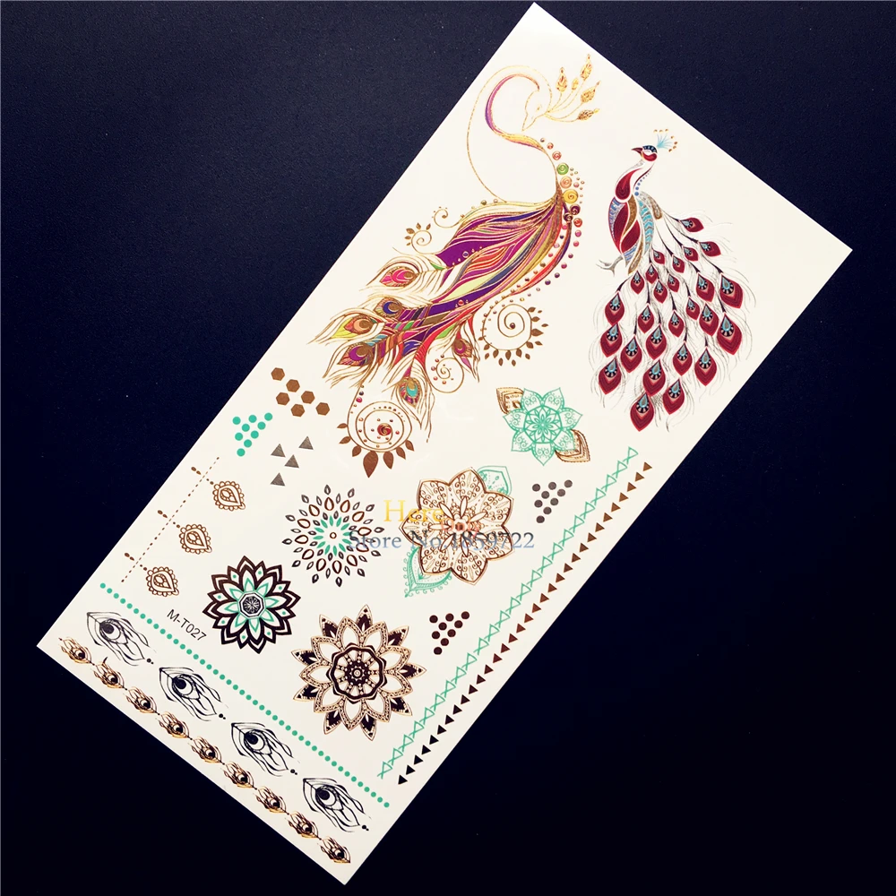 1PC Exquisite Body Art Gold Henna Sun Flower Arm Tattoo Metallic Peacock Jewel Design Waterproof Temporary Tattoo Sticker HGMT27
1PC Exquisite Body Art Gold Henna Sun Flower Arm Tattoo Metallic Peacock Jewel Design Waterproof Temporary Tattoo Sticker HGMT27
