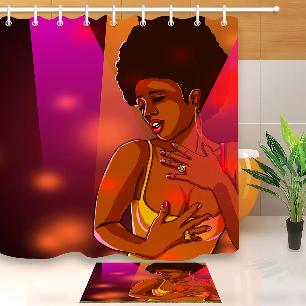 LB Funky Black Party Girl Dancing Shower Curtain And Mat Set African American Woman Bathroom Waterproof Fabric For Bathtub Decor
LB Funky Black Party Girl Dancing Shower Curtain And Mat Set African American Woman Bathroom Waterproof Fabric For Bathtub Decor