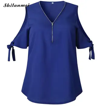 Women 2019 Summer Chiffon Blouses Hollow Out Sexy Short Sleeve V-Neck Tops Women Zipper Solid Fashion Causal Loose Blousa Mujer
Women 2019 Summer Chiffon Blouses Hollow Out Sexy Short Sleeve V-Neck Tops Women Zipper Solid Fashion Causal Loose Blousa Mujer