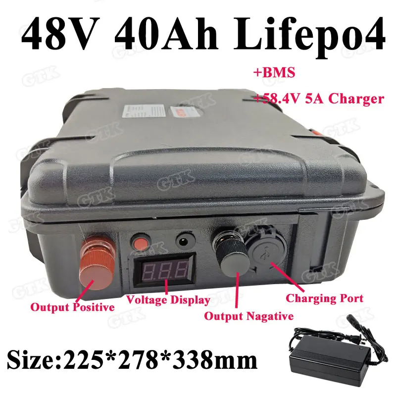 48V 40Ah LiFepo4 lithium battery pack with BMS for solar power system electric Vehicle motorcycle boat electric +Charger
48V 40Ah LiFepo4 lithium battery pack with BMS for solar power system electric Vehicle motorcycle boat electric +Charger