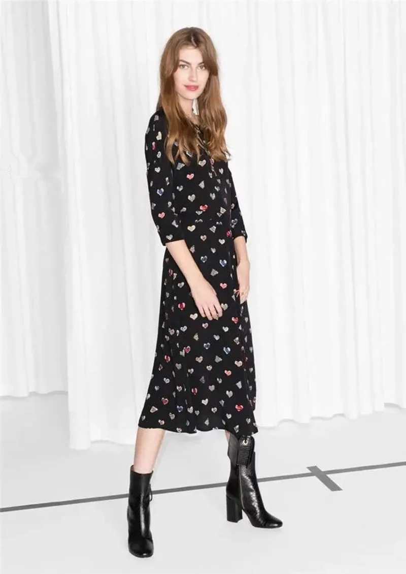 Women Hand Painted Love Heart Print Midi Dress Wrist Sleeve O Neck Sweet Long Dress
Women Hand Painted Love Heart Print Midi Dress Wrist Sleeve O Neck Sweet Long Dress