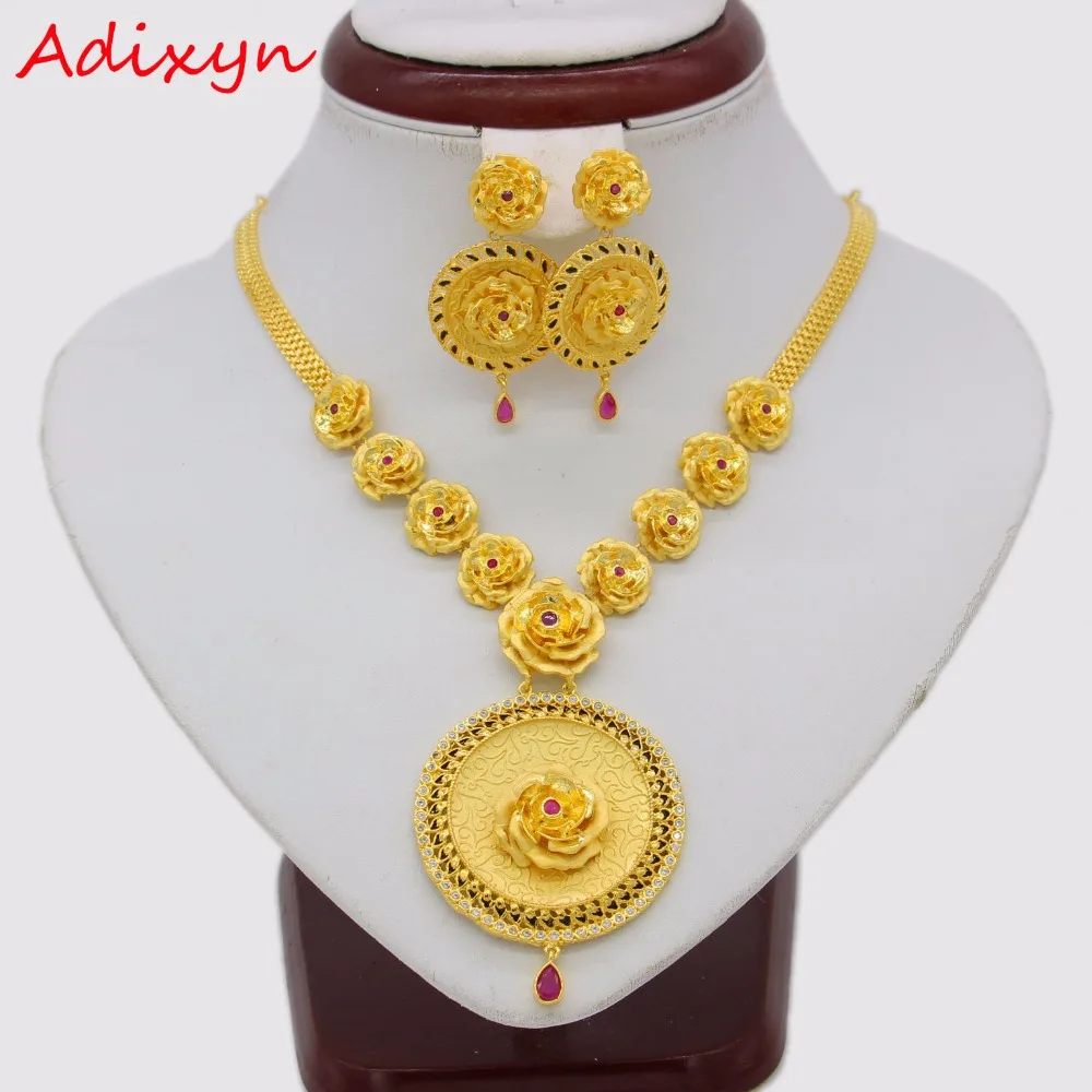 Adixyn Gold Color Red Corundum Flowers Necklace/ Drop Earrings Jewelry Set For Women Cubic Zirconia African Engagement Gifts
Adixyn Gold Color Red Corundum Flowers Necklace/ Drop Earrings Jewelry Set For Women Cubic Zirconia African Engagement Gifts