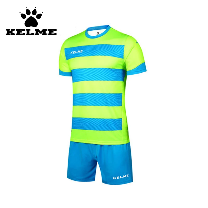 Image KELME 2016 New Genuine Men Soccer Jerseys Cheap Short Sleeved Striped Football Kit Training Game Survetement Football Jerseys 49