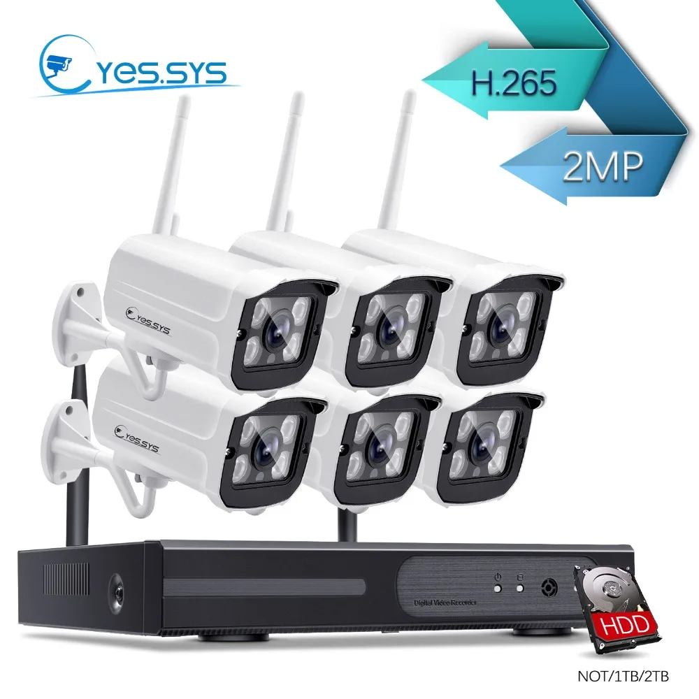 eyes.sys H.265 8CH 1080P NET NVR 6PCS FULL HD Wireless 2.0MP IP Camera WIFI CCTV System Waterproof Security Surveillance | Безопасность
