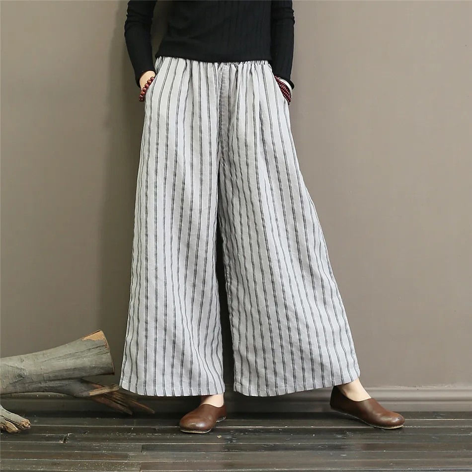 Johnature Women Striped Wide Leg Pants Autumn Linen Trouser 2019 Autumn New Elastic Waist Vintage Loose Women Clothing Pants
Johnature Women Striped Wide Leg Pants Autumn Linen Trouser 2019 Autumn New Elastic Waist Vintage Loose Women Clothing Pants