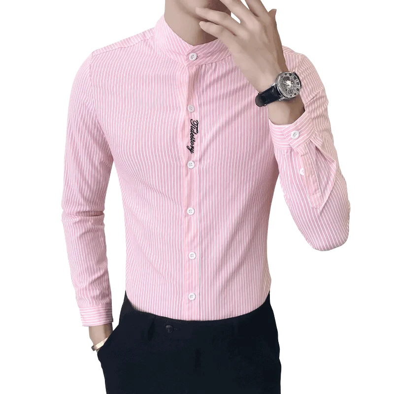 Loldeal Slim Fit Mandarin Collar Shirt Autumn Stand Collar Letter Shirts Mens Slim Fit Striped Casual Long Sleeve Blouse
Loldeal Slim Fit Mandarin Collar Shirt Autumn Stand Collar Letter Shirts Mens Slim Fit Striped Casual Long Sleeve Blouse