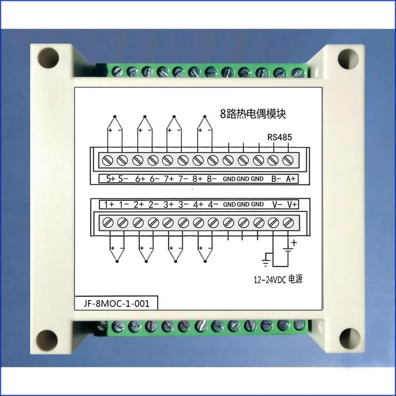 8-ходовой температурный модуль/Т-Тип K-типа термопары/Modbus RTU/RS485 модуль компенсации температуры холода
8-ходовой температурный модуль/Т-Тип K-типа термопары/Modbus RTU/RS485 модуль компенсации температуры холода