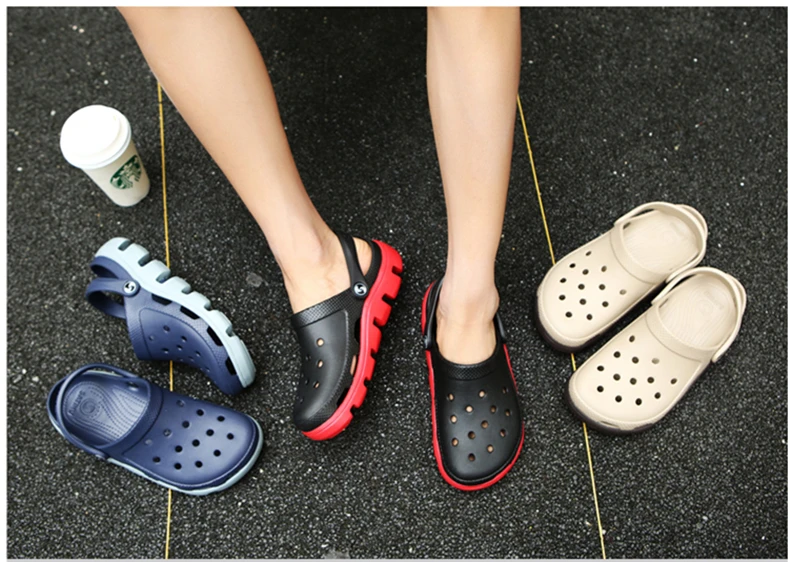 Brand Big Size 39-47 Croc Men Water Casual Aqua Clogs Hot Male Band Sandals Summer Slides Black Beach Swimming Shoes (7)