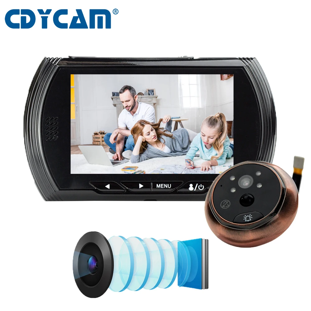 CDYCAM 4.3 Inch HD Smart Digital Camera Peephole Viewer Video Record Doorbell IR Night Vision PIR Motion Sensor No Disturb bell
CDYCAM 4.3 Inch HD Smart Digital Camera Peephole Viewer Video Record Doorbell IR Night Vision PIR Motion Sensor No Disturb bell
