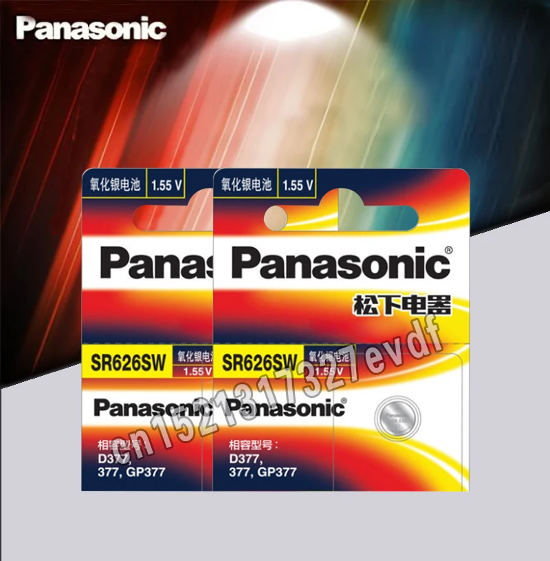 Panasonic Origina 2pcs SR626SW 377 Button Cell Watch Coin Battery G4 377A 377 LR626 SR626SW SR66 LR66 Silver Oxide Batteries
Panasonic Origina 2pcs SR626SW 377 Button Cell Watch Coin Battery G4 377A 377 LR626 SR626SW SR66 LR66 Silver Oxide Batteries