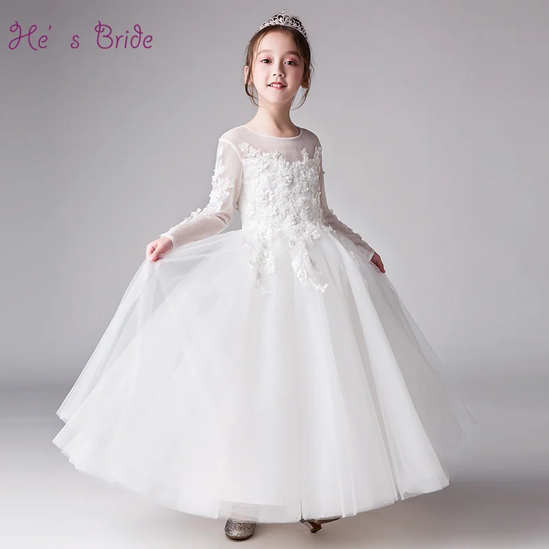 He's Bride Long Sleeves Ball Gown Ankle-Length White Flower Girl Dresses for Weddings Communion Party Pagent Dresses Gown
He's Bride Long Sleeves Ball Gown Ankle-Length White Flower Girl Dresses for Weddings Communion Party Pagent Dresses Gown