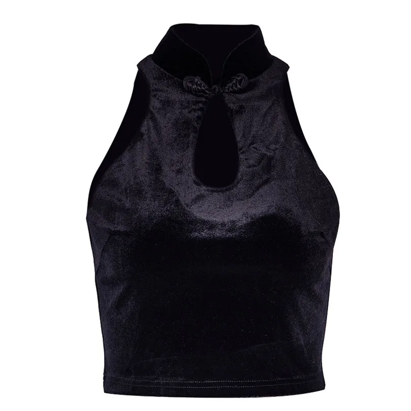 Chinese Cheongsam Tank Tops 2019 Summer Hollow out Sexy Punk Style Gothic Tank Top Women Girls Retro Velvet Crop Tanks Camis
Chinese Cheongsam Tank Tops 2019 Summer Hollow out Sexy Punk Style Gothic Tank Top Women Girls Retro Velvet Crop Tanks Camis