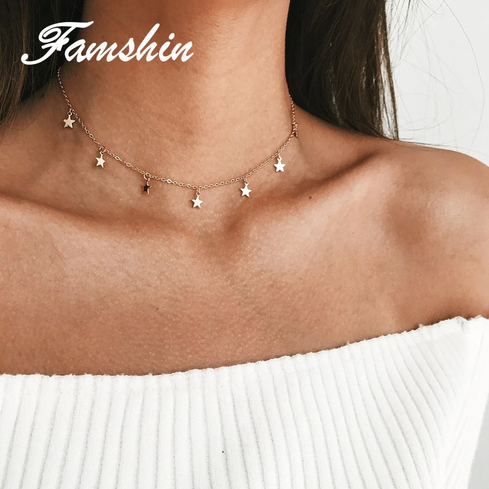 FAMSHIN 2018 New Boho Women Chocker Gold Silver Chain Star Choker Necklace Alloy The Pendant Necklace Women Jewelry
FAMSHIN 2018 New Boho Women Chocker Gold Silver Chain Star Choker Necklace Alloy The Pendant Necklace Women Jewelry