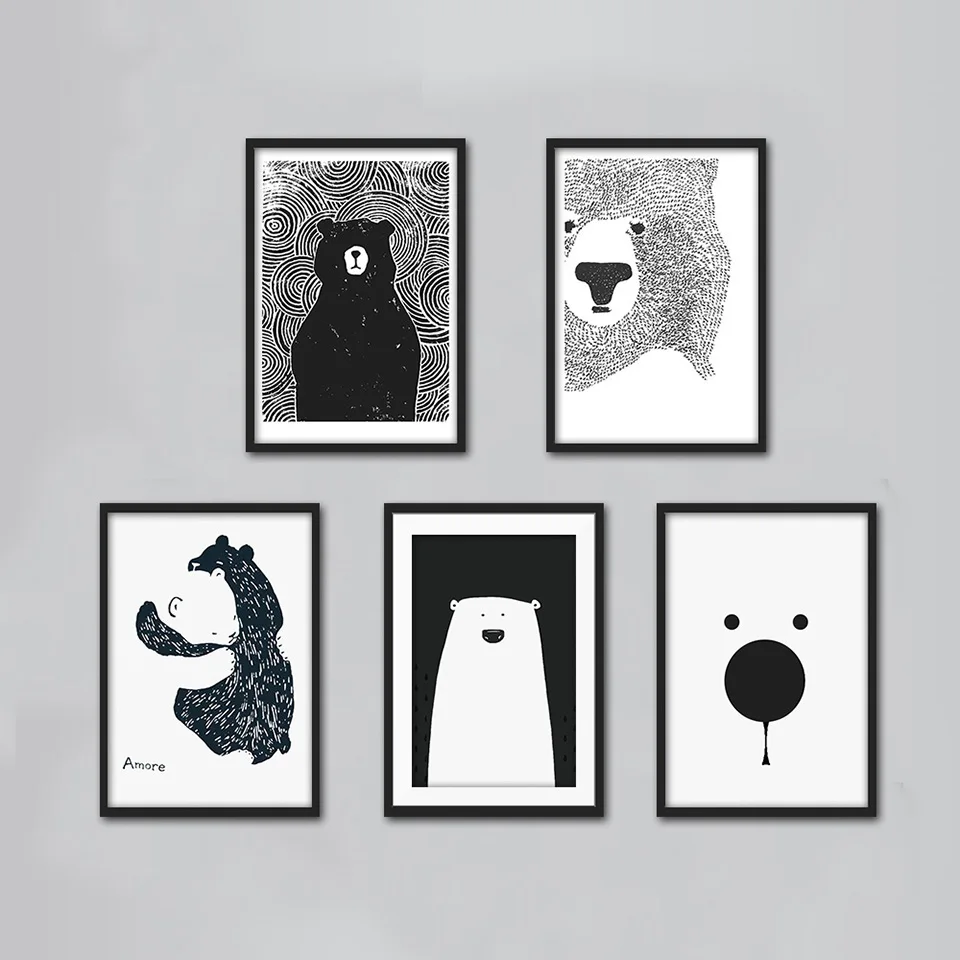Cartoon-Polar-Bear-Animal-Nordic-Art-Canvas-Poster-Minimalist-Print-Black-White-Wall-Picture-Modern-Home (1)