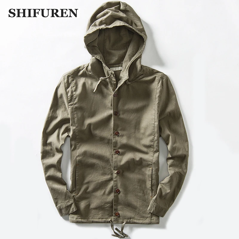 SHIFUREN New Spring 2018 Men Hooded Cotton Linen Jackets and Coats Long Sleeve Single Breasted Causal Male Jacket Size M-3XL
SHIFUREN New Spring 2018 Men Hooded Cotton Linen Jackets and Coats Long Sleeve Single Breasted Causal Male Jacket Size M-3XL