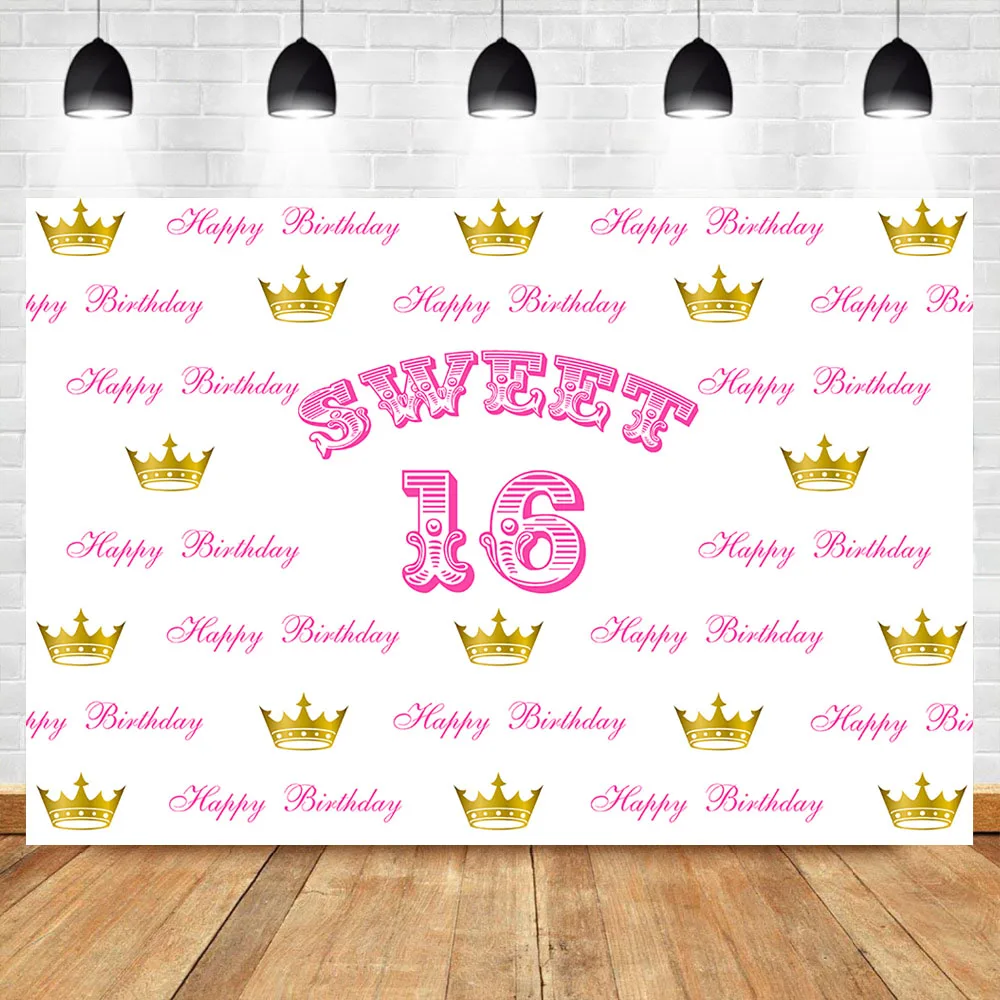 Neoback Crown 16th Birthday Party Photography Backdrops Sweet Girl Pink Step and repeat Custom Photo Background Photophone
Neoback Crown 16th Birthday Party Photography Backdrops Sweet Girl Pink Step and repeat Custom Photo Background Photophone
