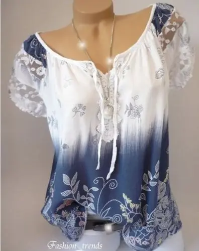 Women Lady Short Sleeve Lace Floral Print Loose Top T-shirt Casual Summer Short Sleeve Loose Clothes Top Tee T-Shirt
Women Lady Short Sleeve Lace Floral Print Loose Top T-shirt Casual Summer Short Sleeve Loose Clothes Top Tee T-Shirt
