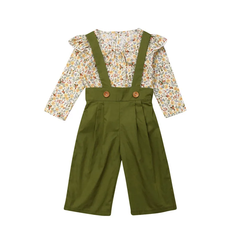New Casual Kids Baby Girl Clothes Sets Spring Fall 2Pcs Children Girl Outfits Ruffles Floral Blouses Strap Long Pants 1-5Y
New Casual Kids Baby Girl Clothes Sets Spring Fall 2Pcs Children Girl Outfits Ruffles Floral Blouses Strap Long Pants 1-5Y