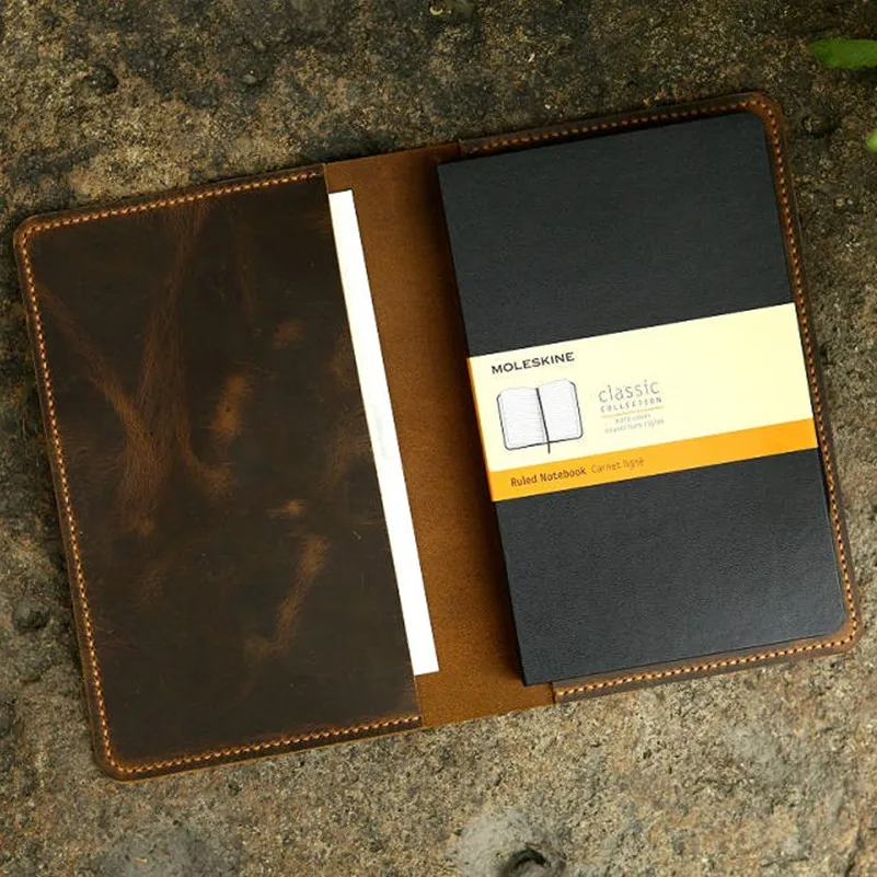 Leather notebook cover for moleskine classic notebook Large size / retro leather case for moleskine Large Cahier Volant Journal
Leather notebook cover for moleskine classic notebook Large size / retro leather case for moleskine Large Cahier Volant Journal