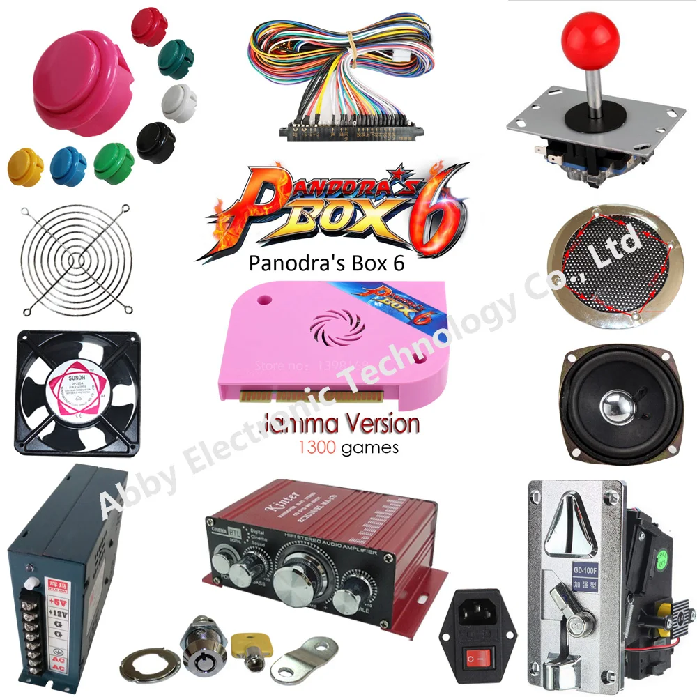 Arcade parts Bundles kit With Joystick Pushbutton Microswitch Player button Speaker 1300 in 1 Game PCB to Build Up Arcade Machin
Arcade parts Bundles kit With Joystick Pushbutton Microswitch Player button Speaker 1300 in 1 Game PCB to Build Up Arcade Machin