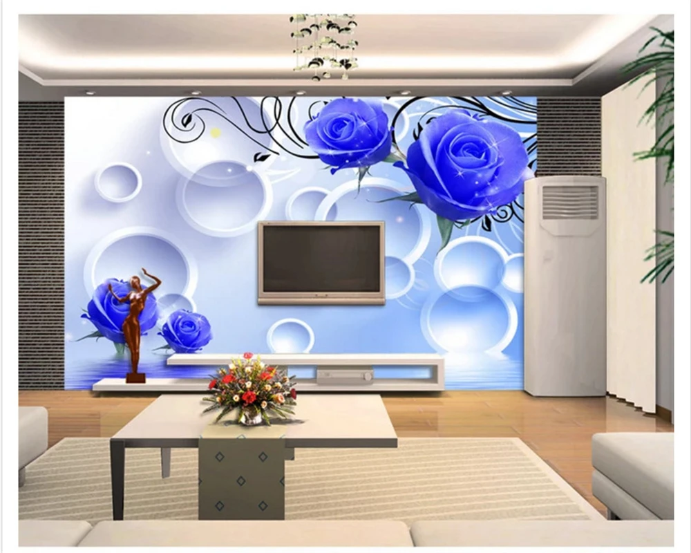 beibehang Hanging on the wall of the large wall paper blue rose reflection 3D living room TV wall papel de parede 3d wallpaper
beibehang Hanging on the wall of the large wall paper blue rose reflection 3D living room TV wall papel de parede 3d wallpaper