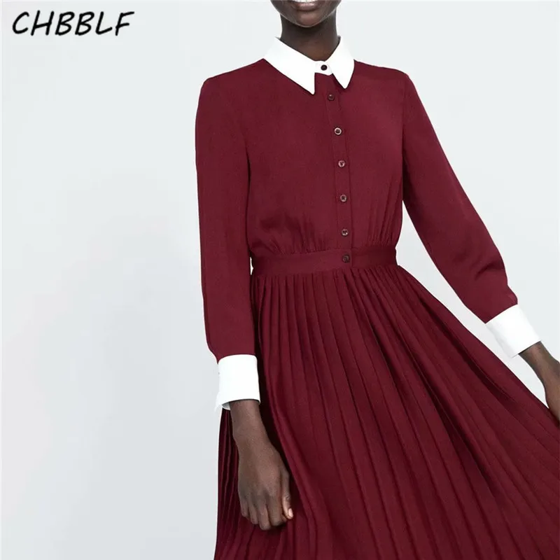 CHBBLF women turn down collar red midi dress long sleeve retro casual dresses vestidos WEW5245
CHBBLF women turn down collar red midi dress long sleeve retro casual dresses vestidos WEW5245
