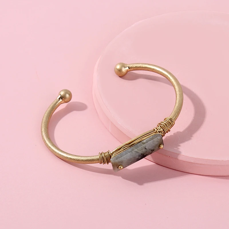 Peri'sBox Minimalist Natural Stone Cuff Bangles For Women Simple Wire Wrapped Statement Bracelets Femme Gold Color Bangle Bijoux
Peri'sBox Minimalist Natural Stone Cuff Bangles For Women Simple Wire Wrapped Statement Bracelets Femme Gold Color Bangle Bijoux