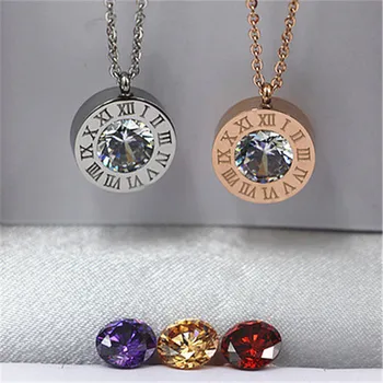 Stainless Steel 4 Color Crystals Stone Interchangeable Roman Numerals Pendant Necklace For Women Jewelry Couple necklaces K0036
Stainless Steel 4 Color Crystals Stone Interchangeable Roman Numerals Pendant Necklace For Women Jewelry Couple necklaces K0036