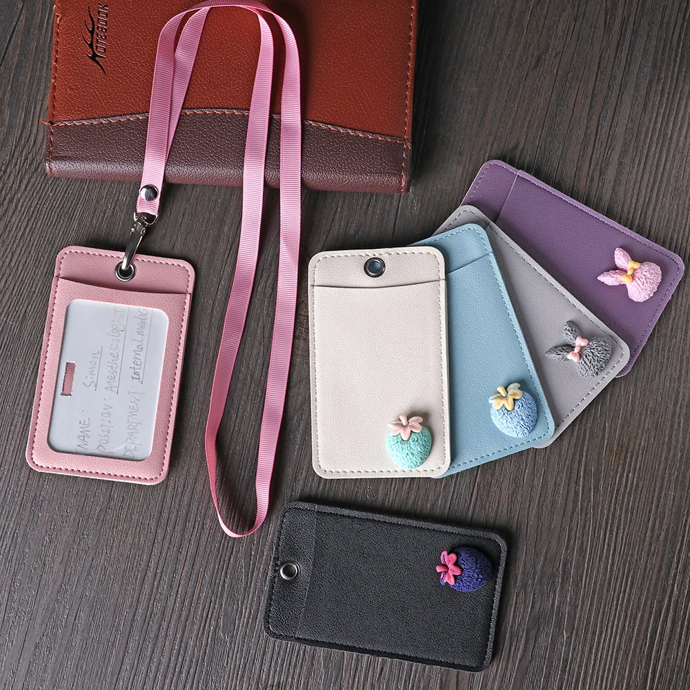 1 PC Cartoon Rabbit Strawberry Style Leather Card Holder Students Bus Card Case Lanyard Girl Work Identity Badge Two Cards Cover
1 PC Cartoon Rabbit Strawberry Style Leather Card Holder Students Bus Card Case Lanyard Girl Work Identity Badge Two Cards Cover