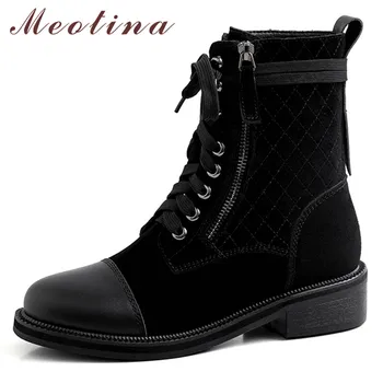 Meotina Genuine Leather Motorcycle Boots Women Real Leather Chunky Heels Ankle Boots Zipper Round Toe Shoes Lady Autumn Size 39
Meotina Genuine Leather Motorcycle Boots Women Real Leather Chunky Heels Ankle Boots Zipper Round Toe Shoes Lady Autumn Size 39