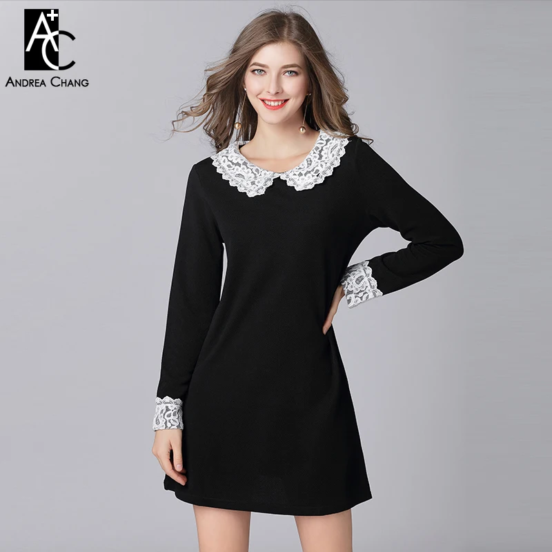 PLUS SIZE woman dress L-5XL high quality summer spring dress white lace cuff peter pan collar a-line cute sweet black mini dress
PLUS SIZE woman dress L-5XL high quality summer spring dress white lace cuff peter pan collar a-line cute sweet black mini dress