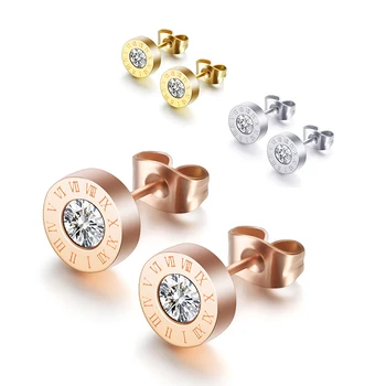 10PCS/Lot Stainless Steel Stud Earrings for Women Silver Color Gold Rose Gold Roman Numeral Earrings Female Fashion Jewelry
10PCS/Lot Stainless Steel Stud Earrings for Women Silver Color Gold Rose Gold Roman Numeral Earrings Female Fashion Jewelry