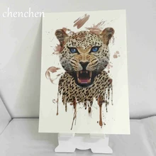 Временные татуировки Стикеры акварель рев леопард лев животных