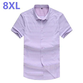 2018 NEW large size 8XL 7XL 6XL 5XL Mens striped Summer blue Short Sleeve Lapel Male Casual Tops Camisa Masculina Shirts
2018 NEW large size 8XL 7XL 6XL 5XL Mens striped Summer blue Short Sleeve Lapel Male Casual Tops Camisa Masculina Shirts