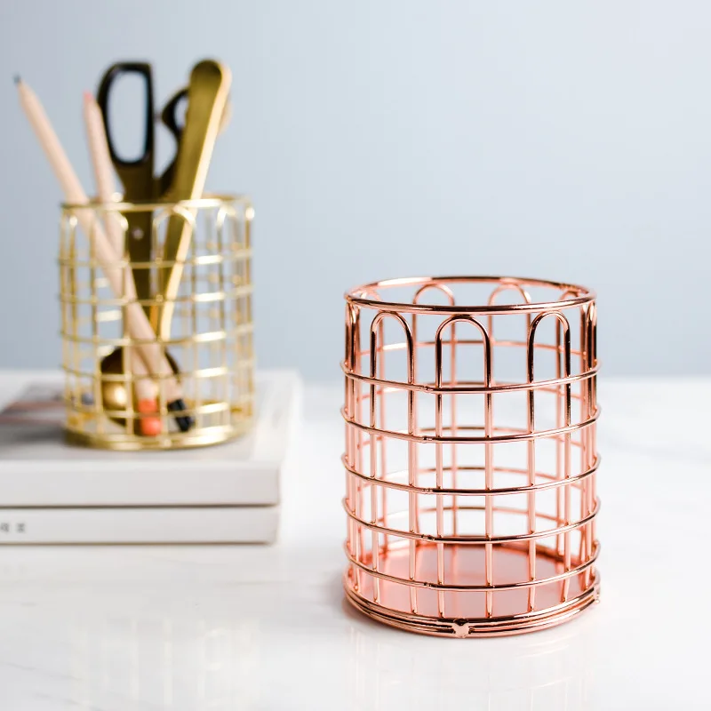 Rose Gold Wrought Iron Pen Holder Cosmetic Makeup Brush Organizer Office Home Desk Stationery Decor Office Accessories
Rose Gold Wrought Iron Pen Holder Cosmetic Makeup Brush Organizer Office Home Desk Stationery Decor Office Accessories