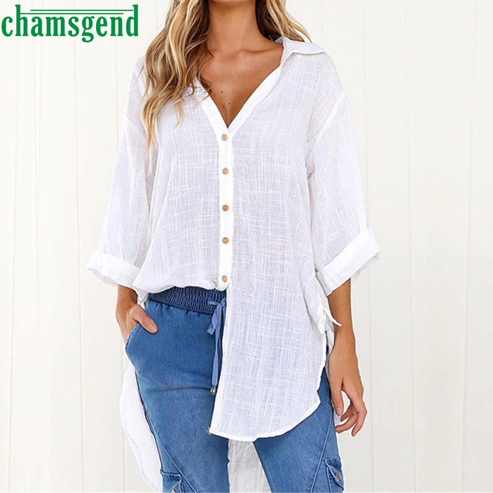 CHAMSGEND summer Ladies tops Sexy V-Neck Shirt Women Comfortable Cotton Long Shirt Dress Casual Loose Top Blouse Shirts Blusas
CHAMSGEND summer Ladies tops Sexy V-Neck Shirt Women Comfortable Cotton Long Shirt Dress Casual Loose Top Blouse Shirts Blusas