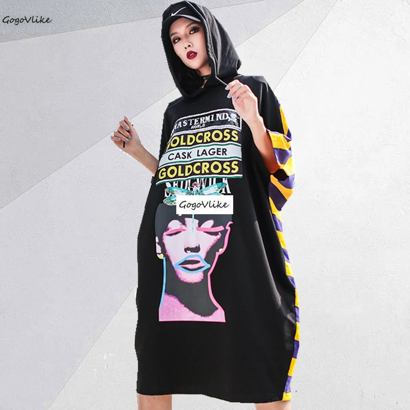 Summer Striped Cotton Dress Hooded 2019 Women Hiphop Loose Vestidos Plus Size Print Women Dresses Knee Length LT230S50
Summer Striped Cotton Dress Hooded 2019 Women Hiphop Loose Vestidos Plus Size Print Women Dresses Knee Length LT230S50