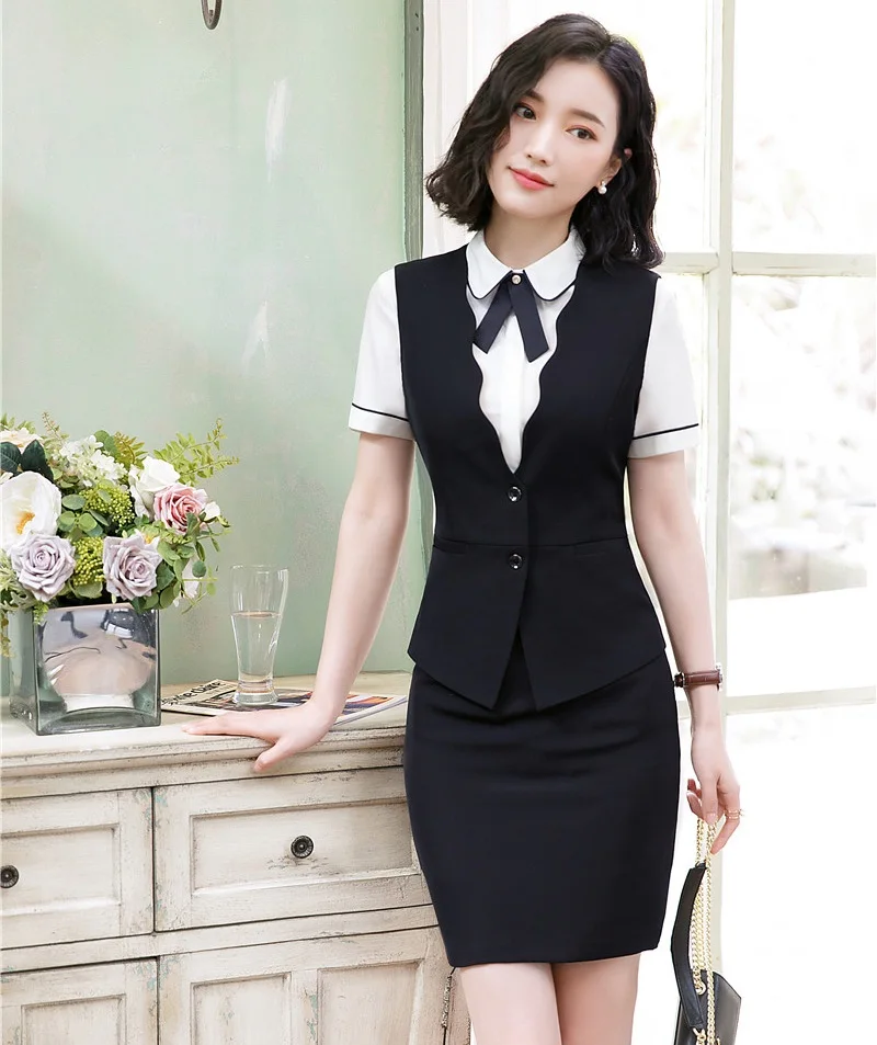 Office Ladies Waistcoat & Vest Women Business Suits Two Piece Skirt and Top Sets Work Wear Clothes Black
Office Ladies Waistcoat & Vest Women Business Suits Two Piece Skirt and Top Sets Work Wear Clothes Black