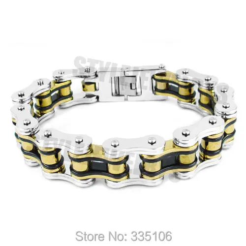 Free shipping! Black Gold Silver Color Heavy Bicycle Chain Biker Bracelet Stainless Steel Jewelry Biker Men Bracelet SJB0267
Free shipping! Black Gold Silver Color Heavy Bicycle Chain Biker Bracelet Stainless Steel Jewelry Biker Men Bracelet SJB0267