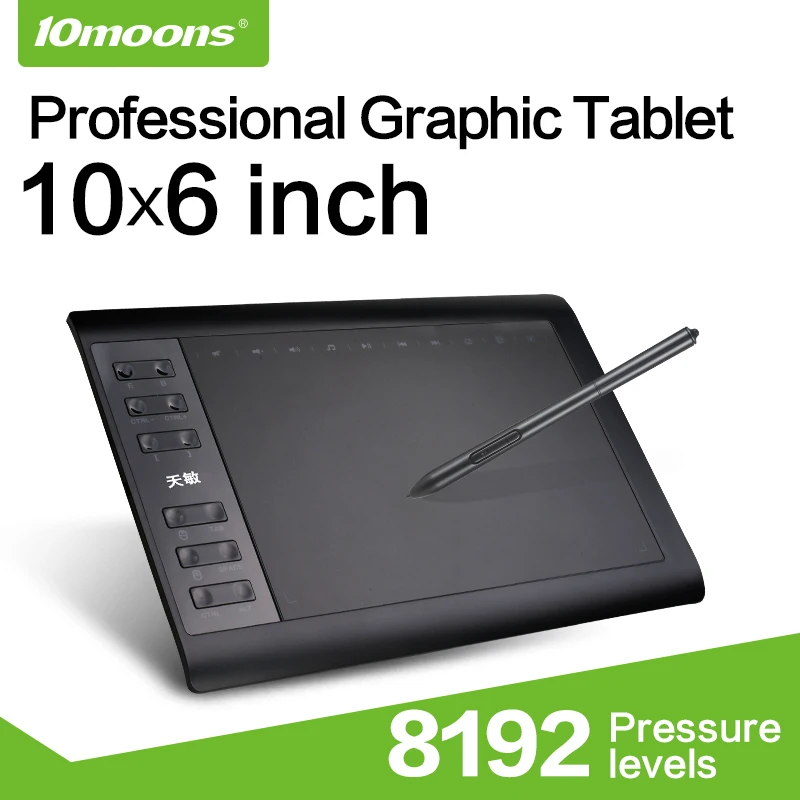 10moons 10*6 Inch Professional Graphic Tablet 8192 Levels Digital Drawing Tablet No need charge Pen Tablet
10moons 10*6 Inch Professional Graphic Tablet 8192 Levels Digital Drawing Tablet No need charge Pen Tablet