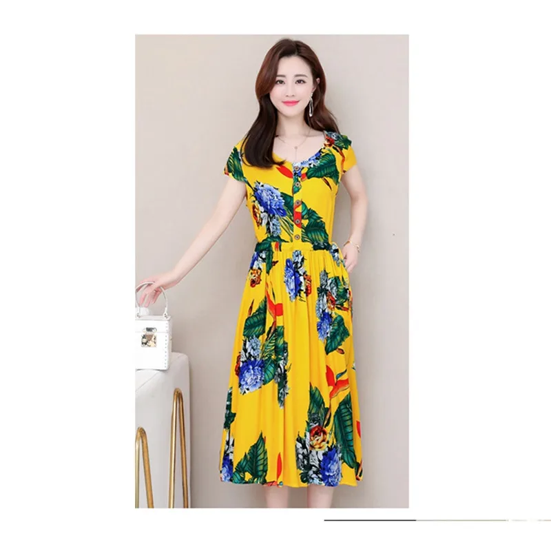 Женское платье новинка 2019 летняя одежда для среднего возраста женские платья из