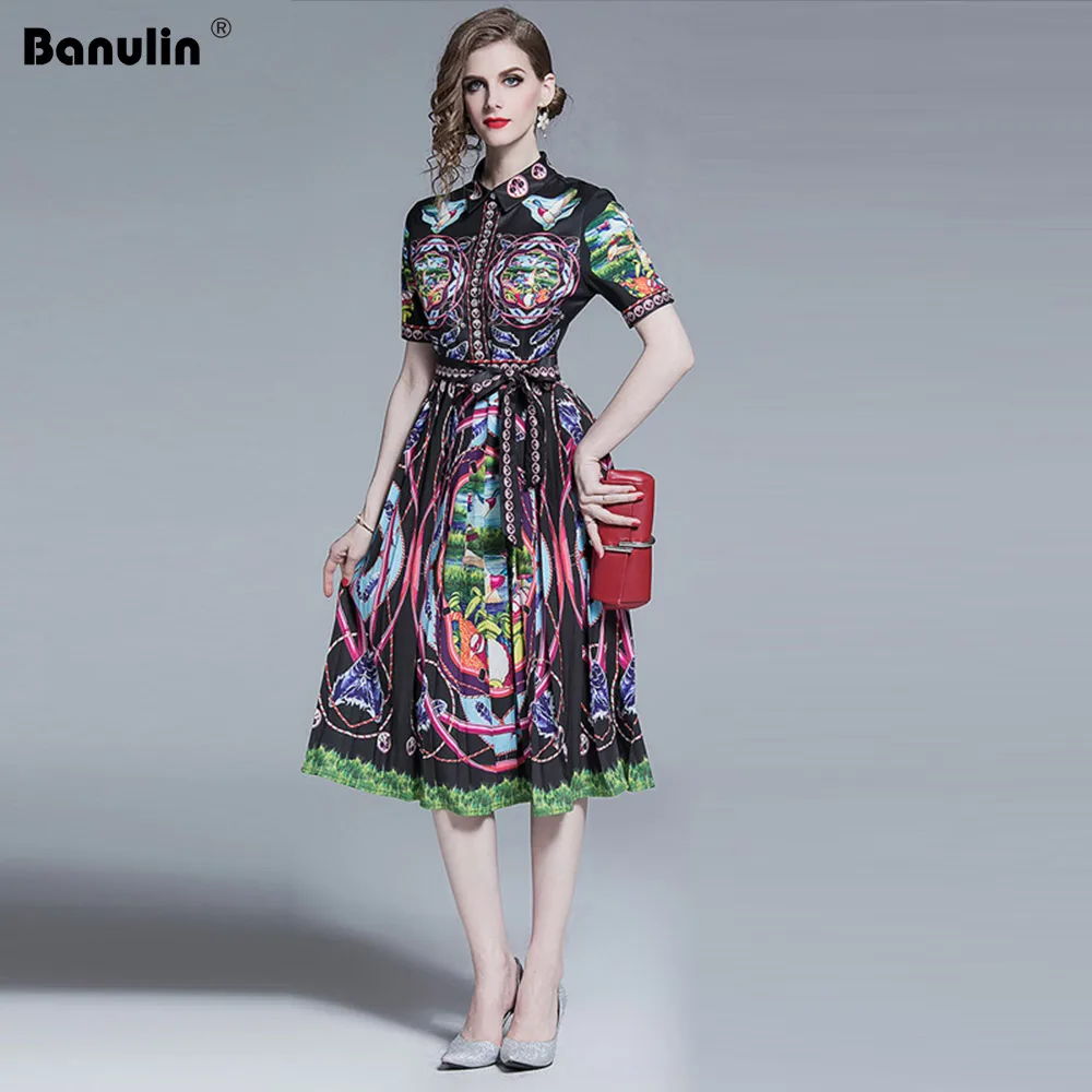 Banulin Elegant Runway Summer Short Dress Women's Short Sleeve Vintage Floral Print Female Lace Up Pleated Dresses Vestdios
Banulin Elegant Runway Summer Short Dress Women's Short Sleeve Vintage Floral Print Female Lace Up Pleated Dresses Vestdios