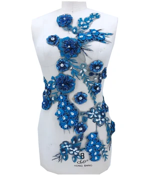 handsewing rhinestones blue big Three-dimensional flower embroidery lace applique 67*45cm trim patches
handsewing rhinestones blue big Three-dimensional flower embroidery lace applique 67*45cm trim patches