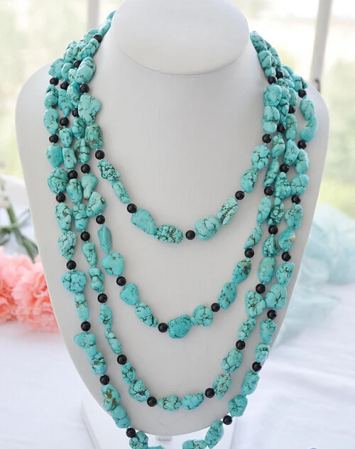ddh002812 long 100" 15mm original blue turquoise black agate bead necklace 28% Discount
ddh002812 long 100" 15mm original blue turquoise black agate bead necklace 28% Discount