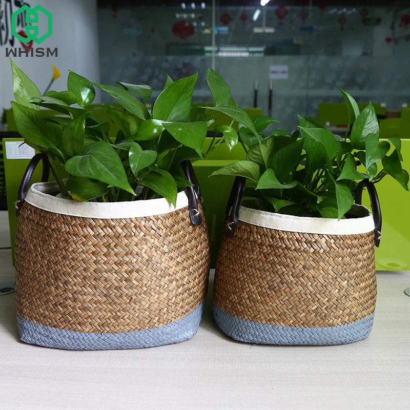 WHISM Handmade Storage Basket Rattan Storage Box Seagrass Flower Pots Wicker Makeup Organizer Woven Toy Container Laundry Basket
WHISM Handmade Storage Basket Rattan Storage Box Seagrass Flower Pots Wicker Makeup Organizer Woven Toy Container Laundry Basket