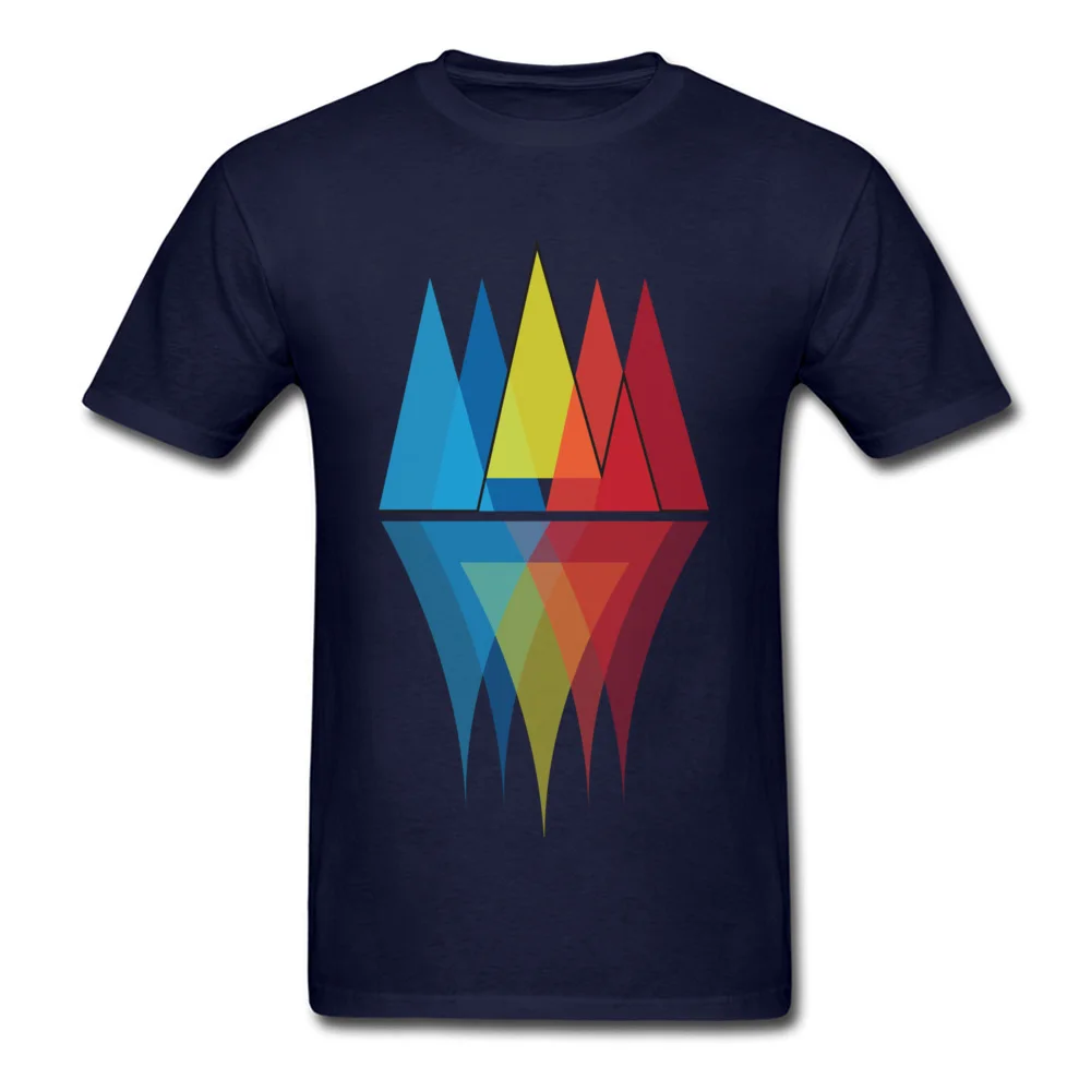 Pure Cotton Adult Short Sleeve Mountain Reflections Tshirts Slim Fit Tops & Tees 2018 Discount Design O-Neck Tee-Shirt Mountain Reflections navy