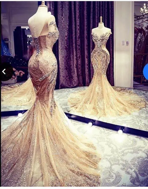 2019 Sparkly Golden Women Evening Dress Mermaid Bling Crystal Diamond Beading Long Prom Gowns Vestidos Formal Pageant Dresses 
2019 Sparkly Golden Women Evening Dress Mermaid Bling Crystal Diamond Beading Long Prom Gowns Vestidos Formal Pageant Dresses